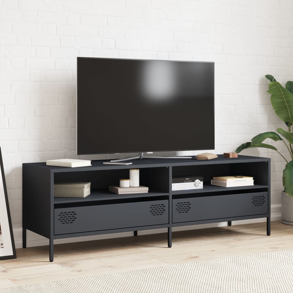 Meuble TV anthracite 135x39x43,5 cm acier laminé à froid - XIOS