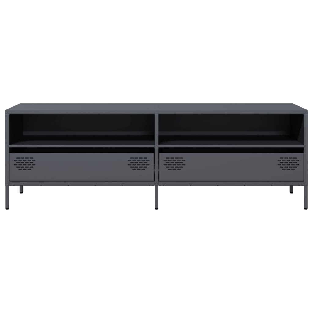 Meuble TV anthracite 135x39x43,5 cm acier laminé à froid - XIOS