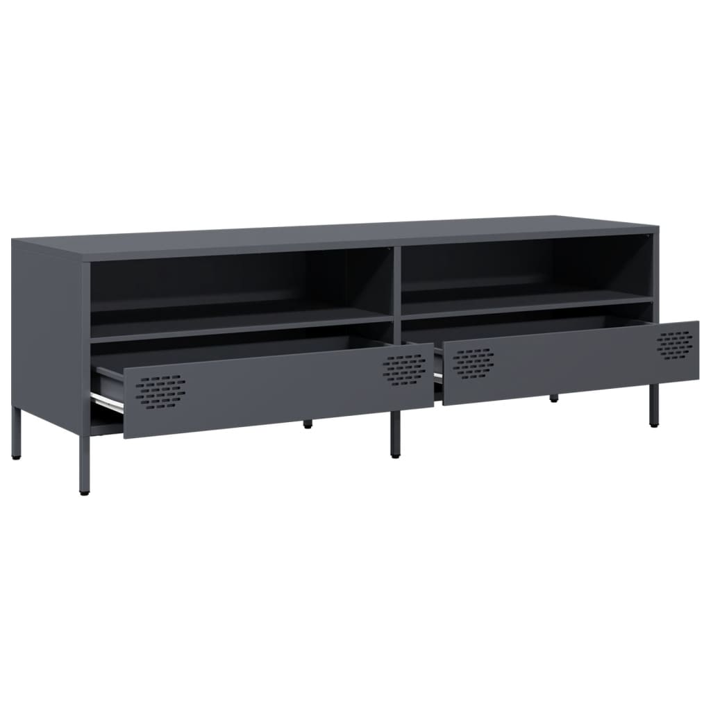 Meuble TV anthracite 135x39x43,5 cm acier laminé à froid - XIOS