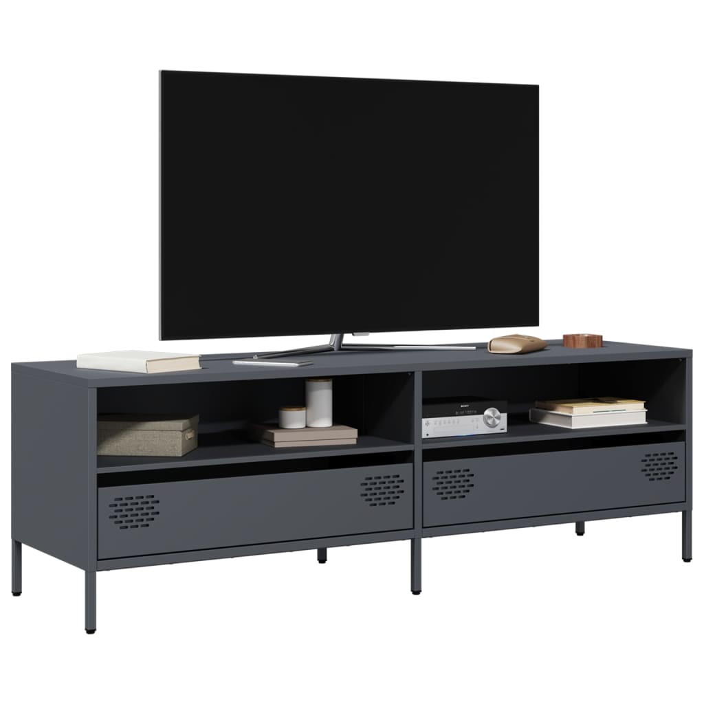 Meuble TV anthracite 135x39x43,5 cm acier laminé à froid - XIOS