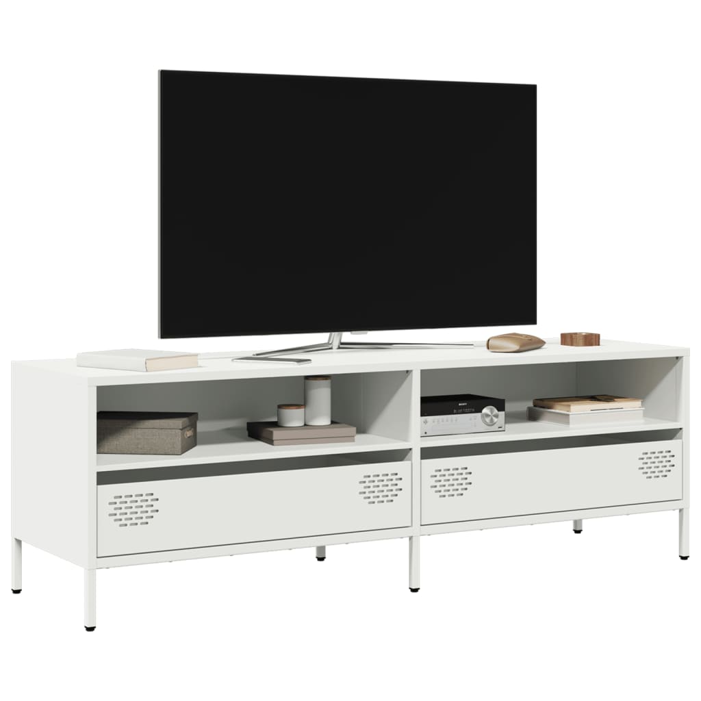 Meuble TV blanc 135x39x43,5 cm acier laminé à froid - XIOS