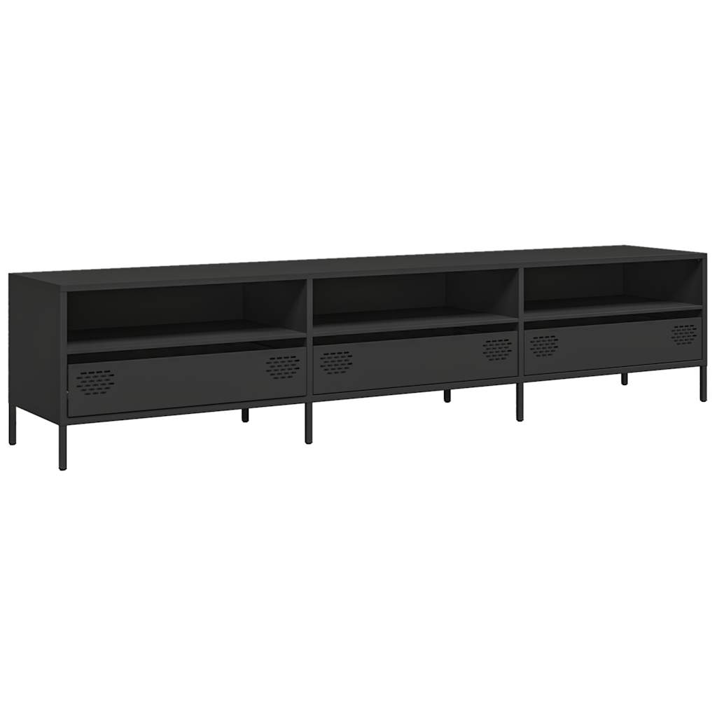 Meuble TV noir 202x39x43,5 cm acier laminé à froid - XIOS
