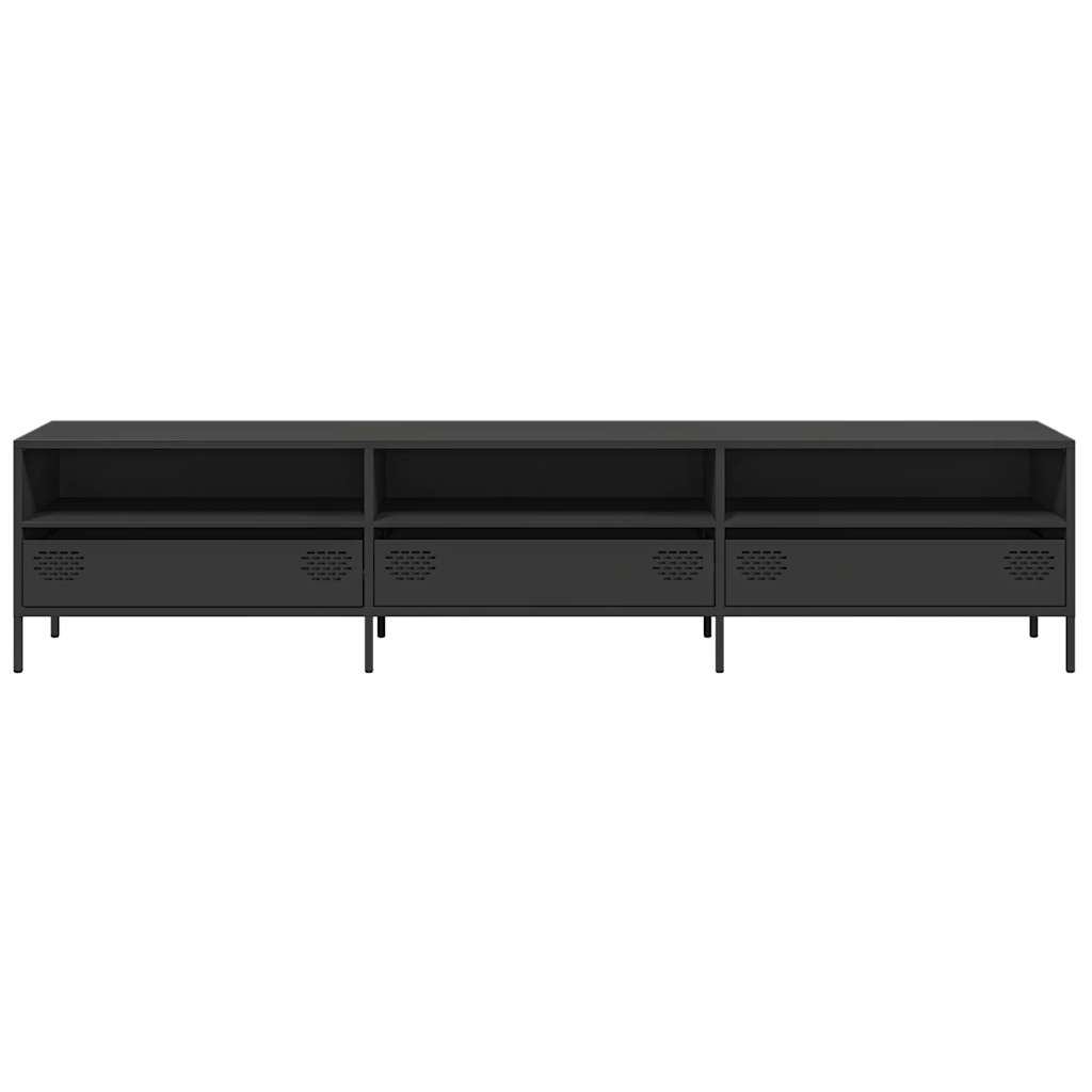Meuble TV noir 202x39x43,5 cm acier laminé à froid - XIOS