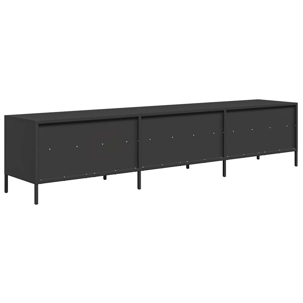 Meuble TV noir 202x39x43,5 cm acier laminé à froid - XIOS