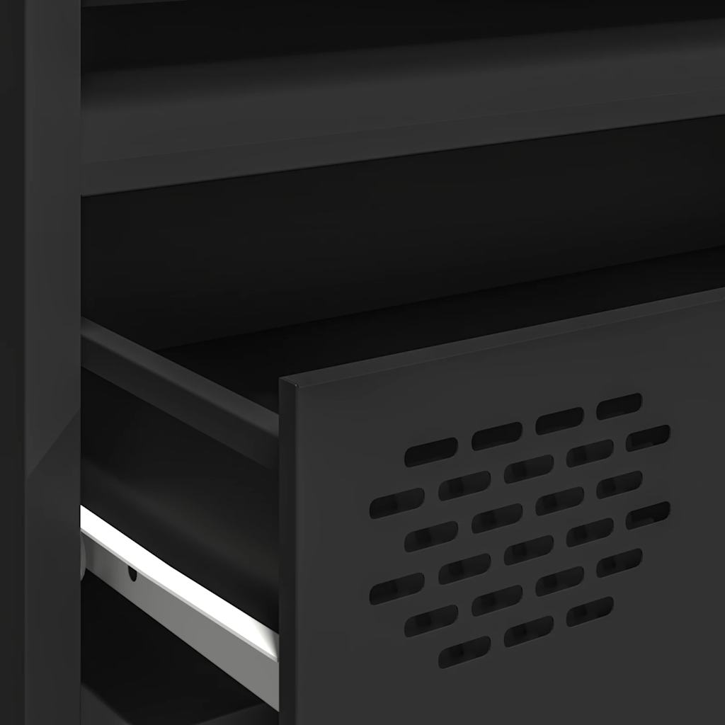 Meuble TV noir 202x39x43,5 cm acier laminé à froid - XIOS