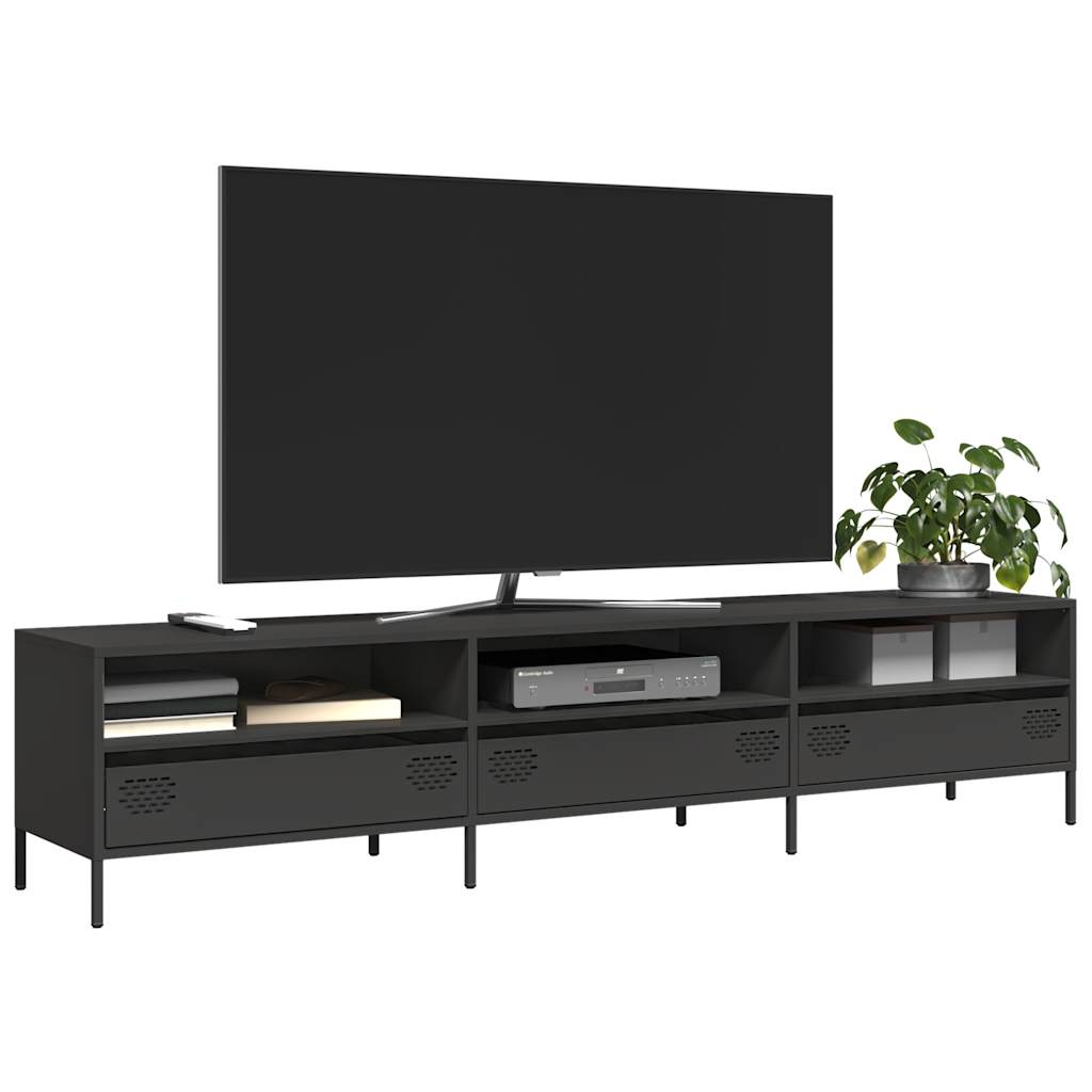 Meuble TV noir 202x39x43,5 cm acier laminé à froid - XIOS