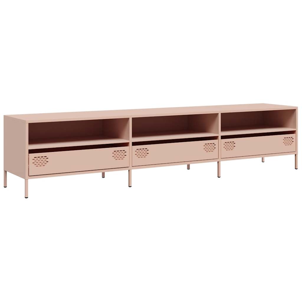 Meuble TV rose 202x39x43,5 cm acier laminé à froid - XIOS