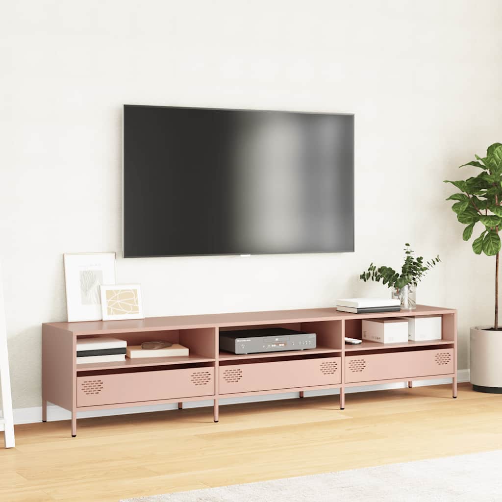 Meuble TV rose 202x39x43,5 cm acier laminé à froid - XIOS