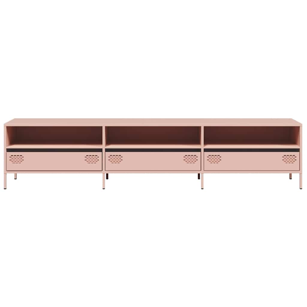 Meuble TV rose 202x39x43,5 cm acier laminé à froid - XIOS