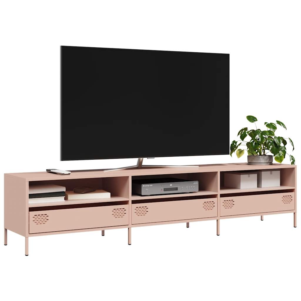Meuble TV rose 202x39x43,5 cm acier laminé à froid - XIOS