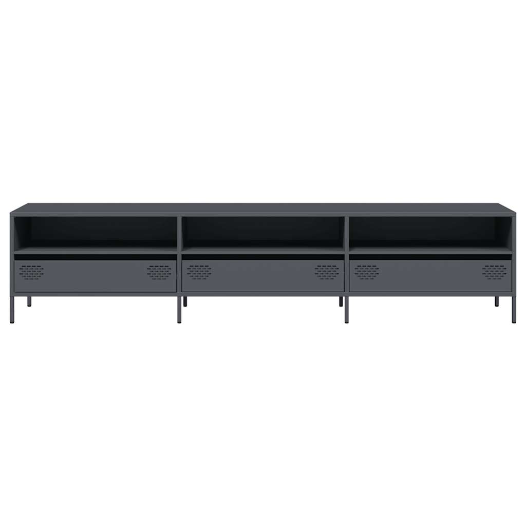 Meuble TV anthracite 202x39x43,5 cm acier laminé à froid - XIOS
