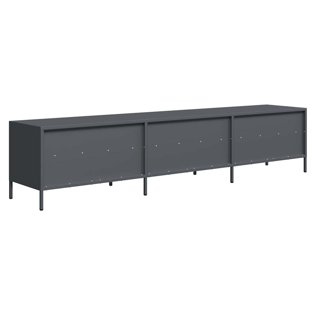 Meuble TV anthracite 202x39x43,5 cm acier laminé à froid - XIOS