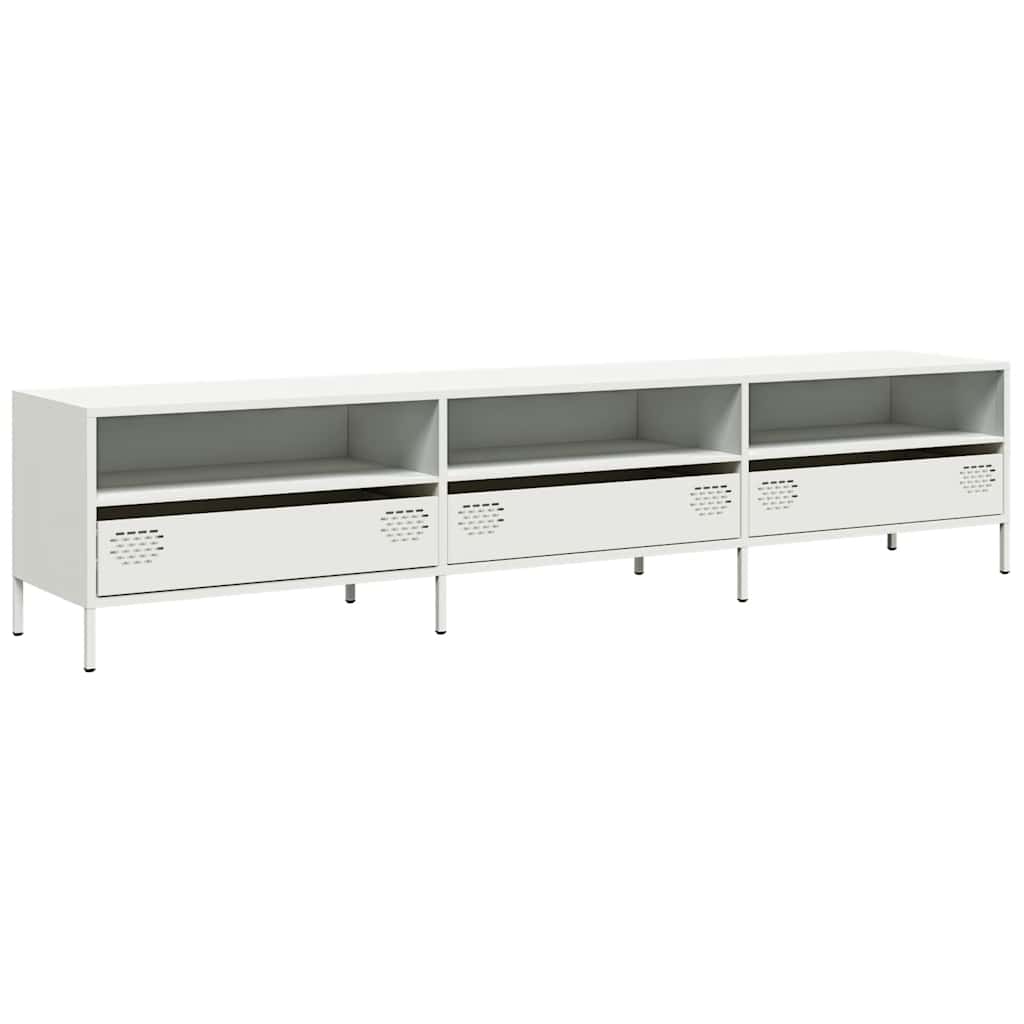 Meuble TV blanc 202x39x43,5 cm acier laminé à froid - XIOS