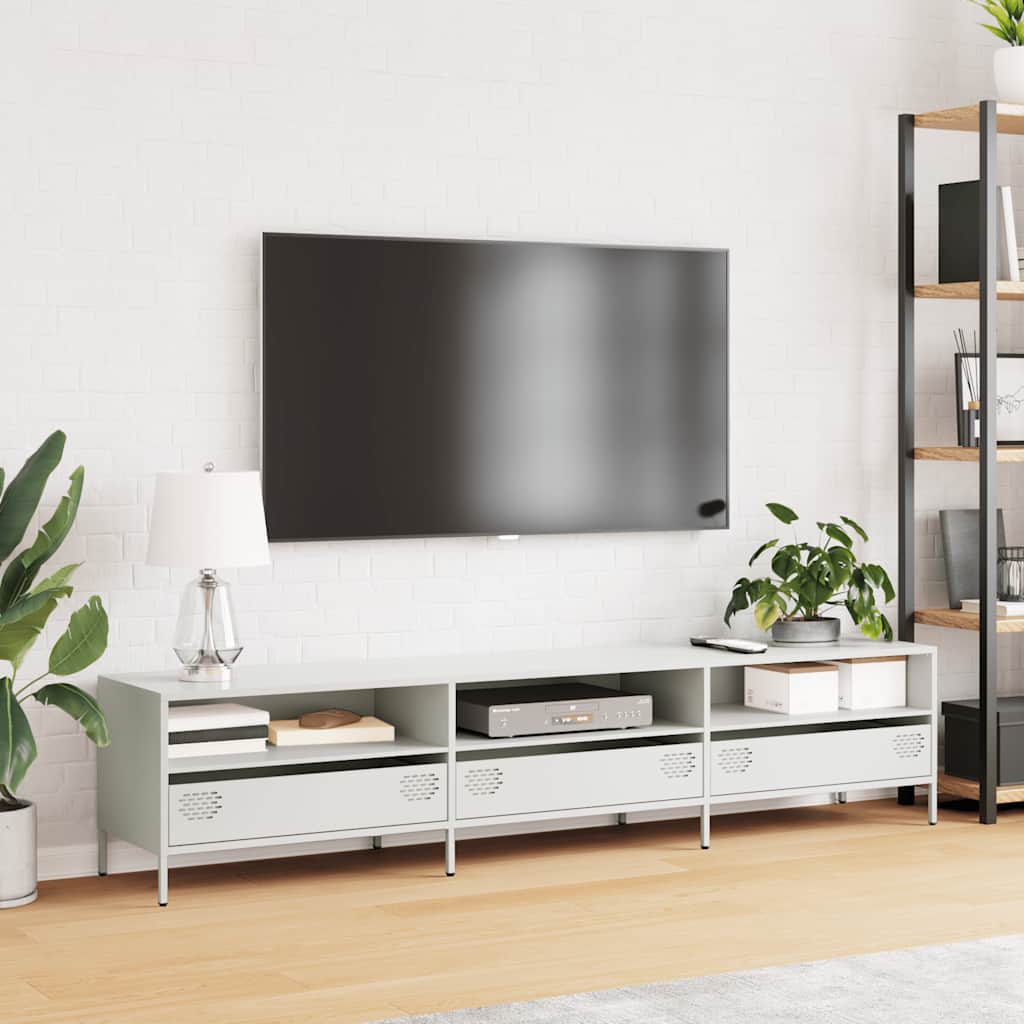 Meuble TV blanc 202x39x43,5 cm acier laminé à froid - XIOS