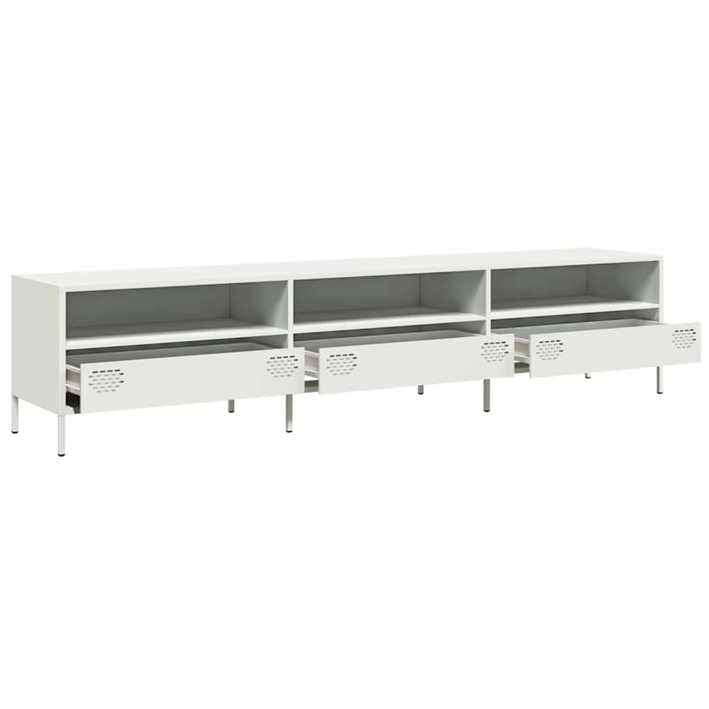 Meuble TV blanc 202x39x43,5 cm acier laminé à froid - XIOS
