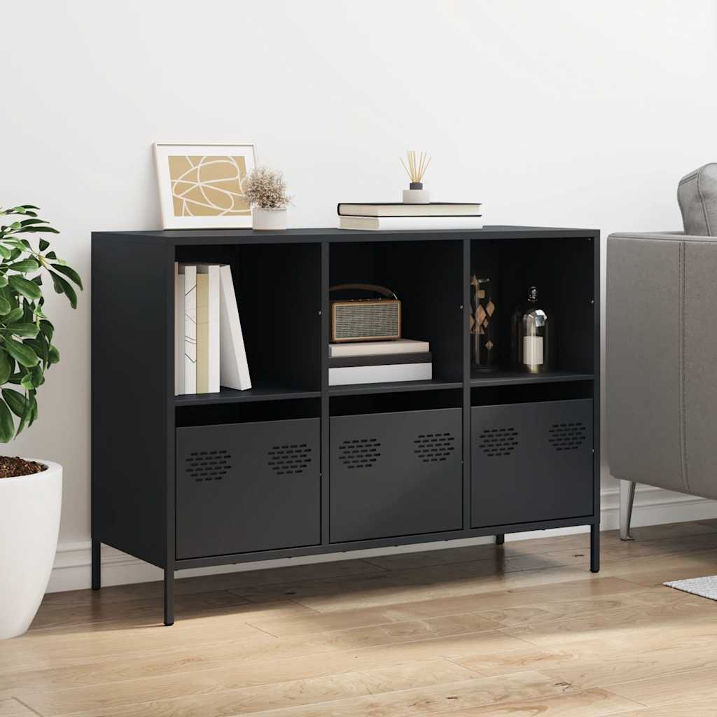 Buffet noir 101,5x39x73,5 cm acier laminé à froid