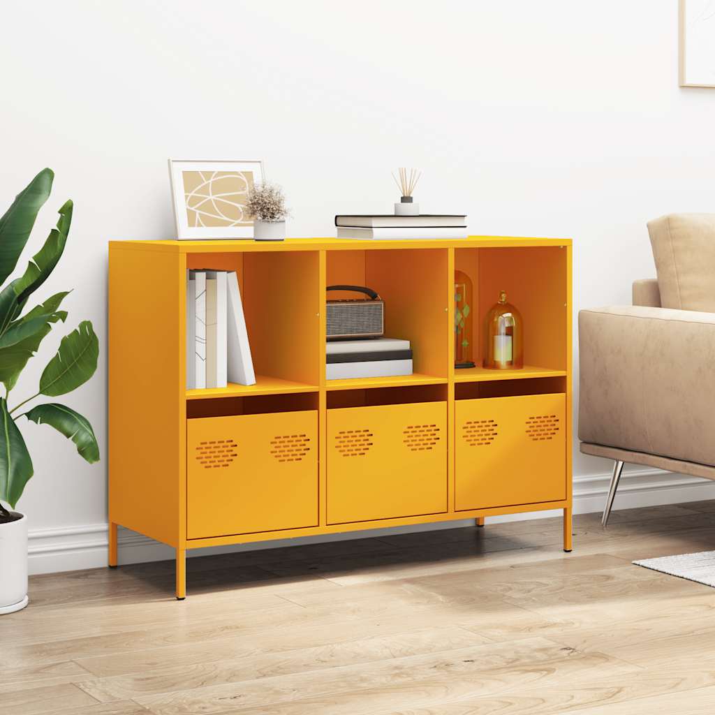 Buffet jaune moutarde 101,5x39x73,5 cm acier laminé à froid - XIOS