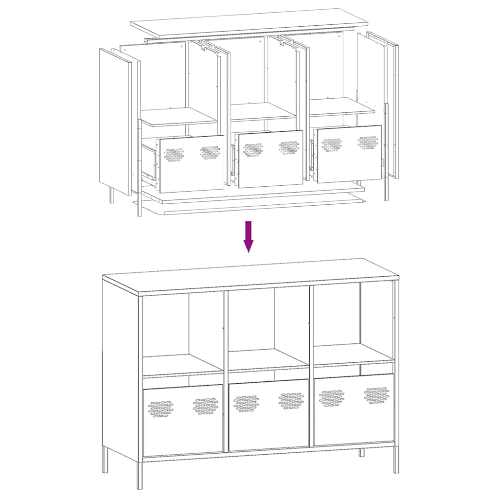 Buffet jaune moutarde 101,5x39x73,5 cm acier laminé à froid - XIOS