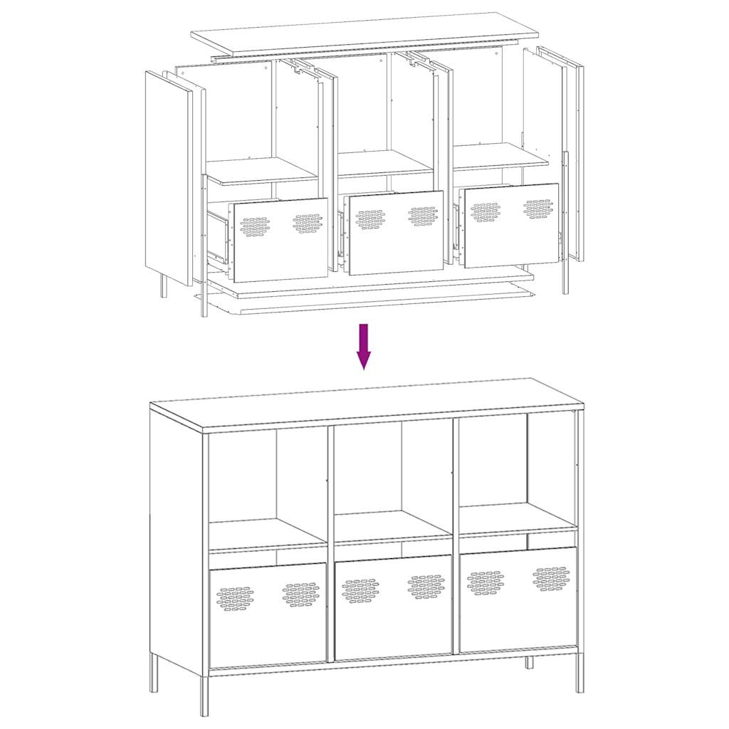Buffet blanc 101,5x39x73,5 cm acier laminé à froid - XIOS
