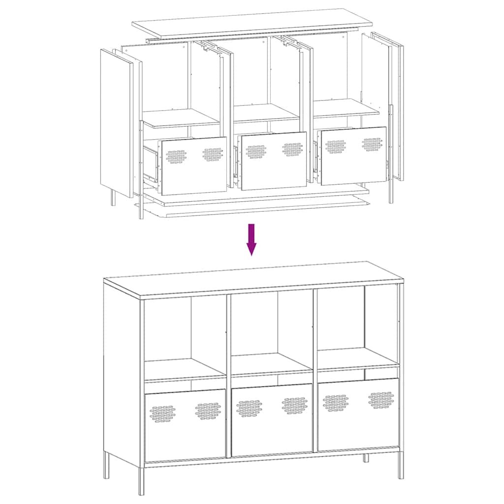 Buffet blanc 101,5x39x73,5 cm acier laminé à froid - XIOS