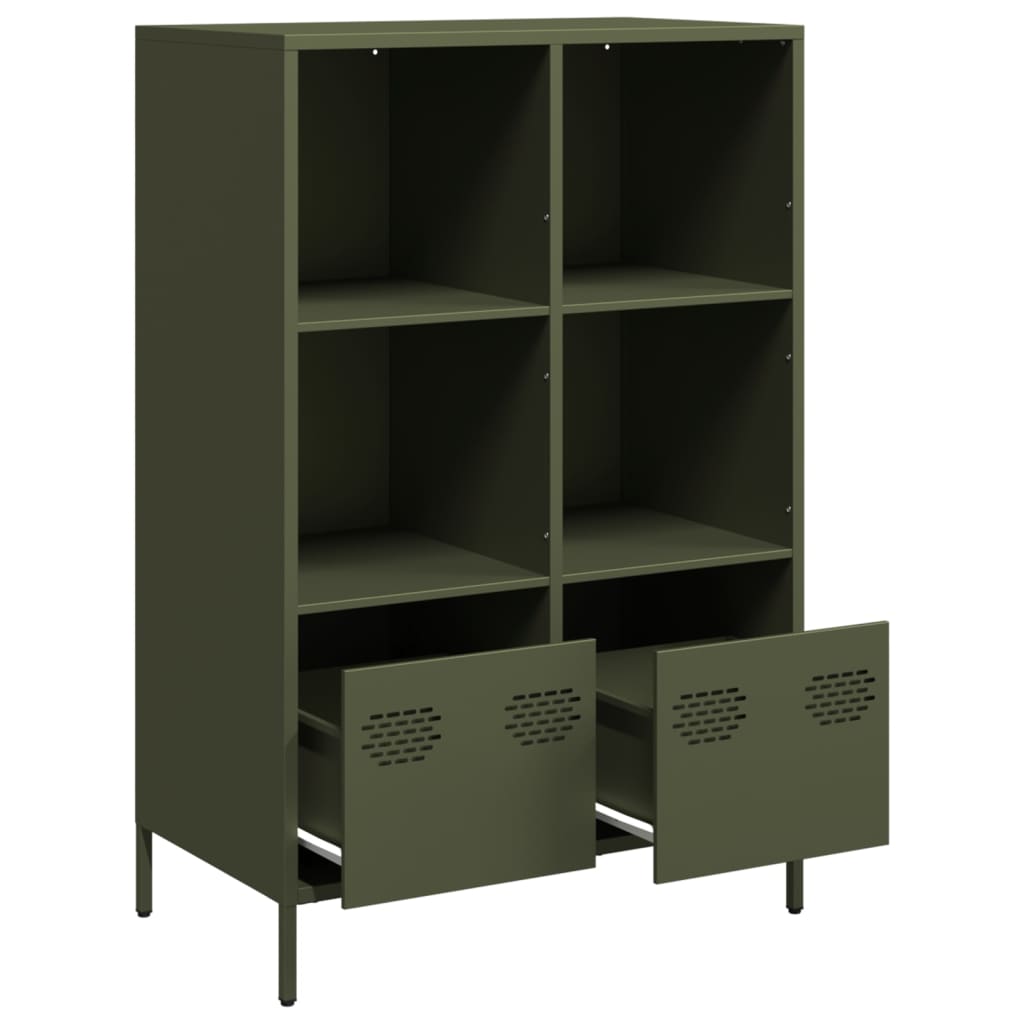 Buffet haut vert olive 68x39x103,5 cm acier - XIOS