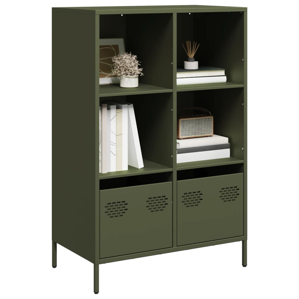 Buffet haut vert olive 68x39x103,5 cm acier - XIOS