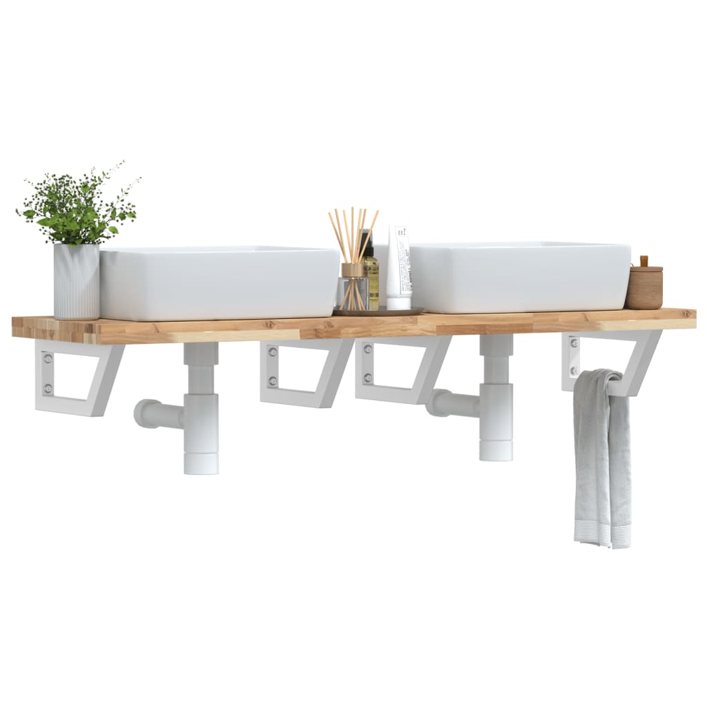 Étagère de vasque murale acier et bois massif d'acacia - XIOS