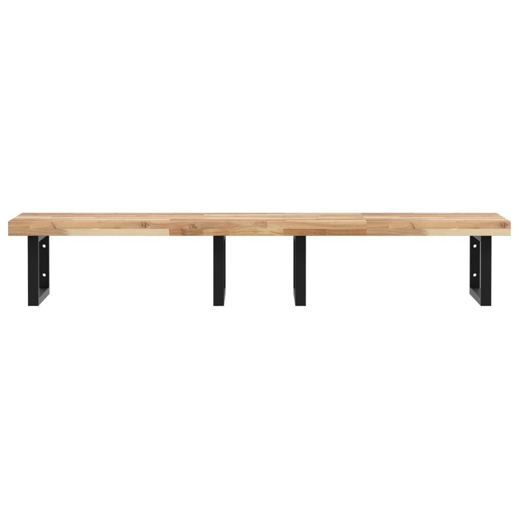 Étagère de vasque murale acier et bois massif d'acacia - XIOS
