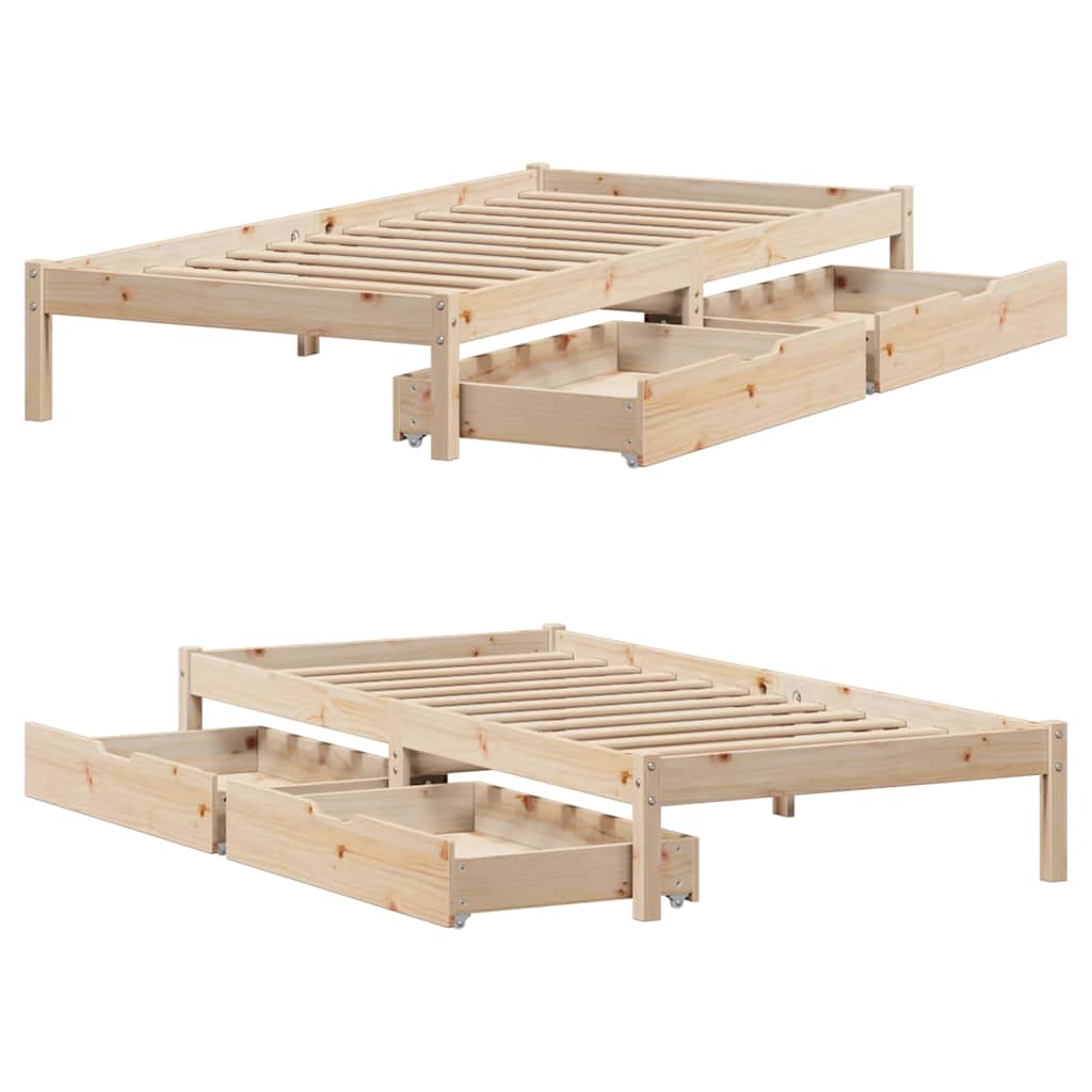 Cadre de lit sans matelas 75x190 cm bois de pin massif