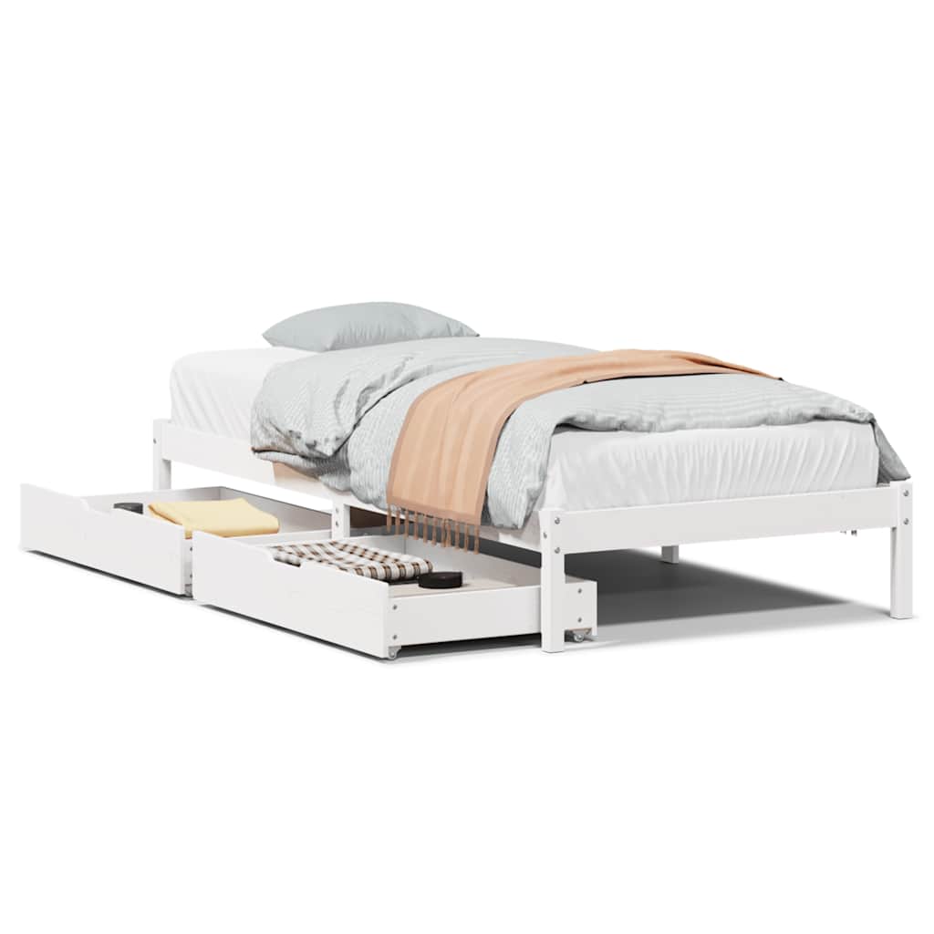 Cadre de lit sans matelas blanc 75x190 cm bois de pin massif - XIOS