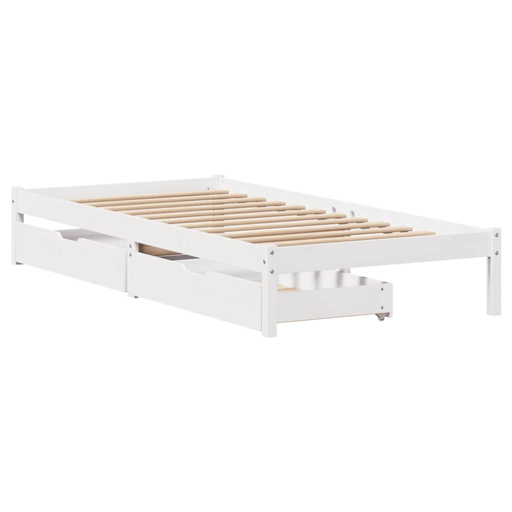 Cadre de lit sans matelas blanc 75x190 cm bois de pin massif - XIOS