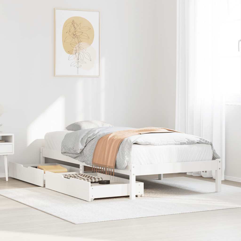 Cadre de lit sans matelas blanc 75x190 cm bois de pin massif - XIOS