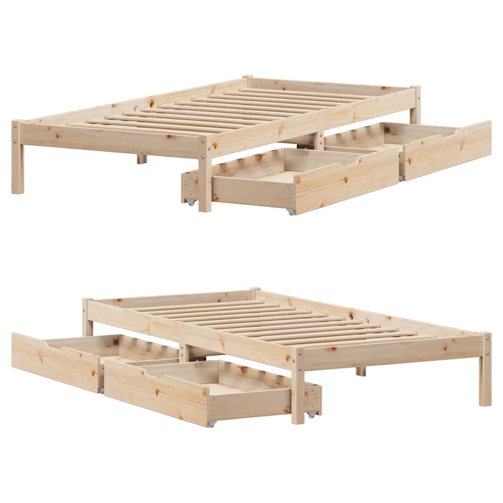 Cadre de lit sans matelas 90x190 cm bois de pin massif - XIOS