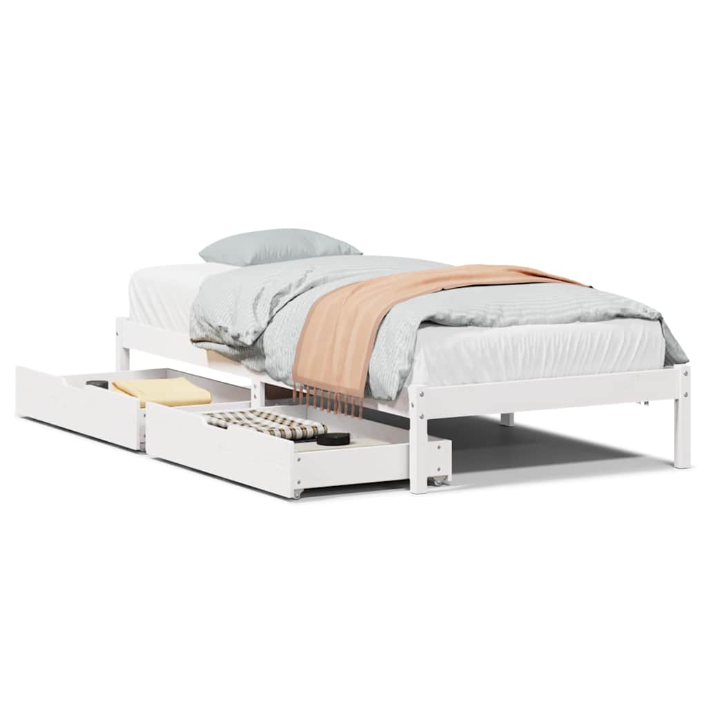 Cadre de lit sans matelas blanc 90x190 cm bois de pin massif - XIOS