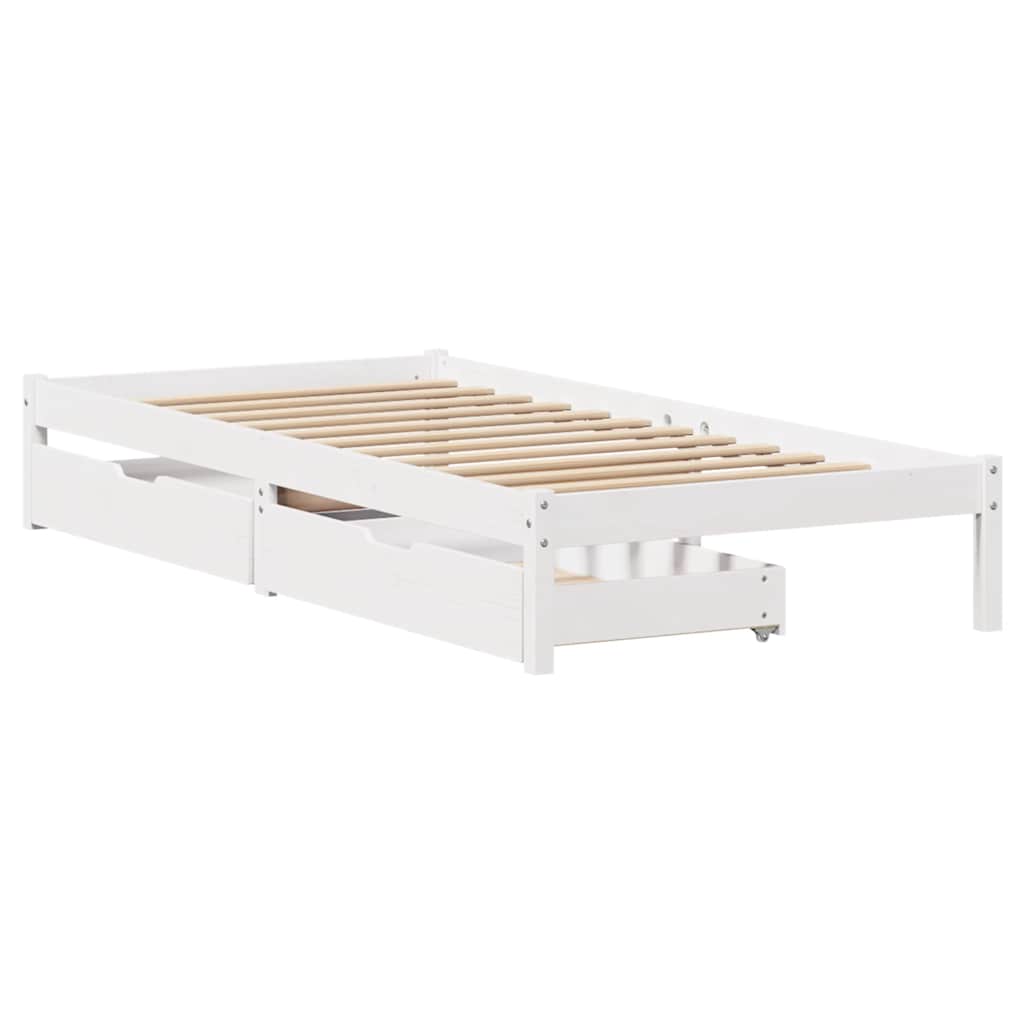 Cadre de lit sans matelas blanc 90x190 cm bois de pin massif - XIOS
