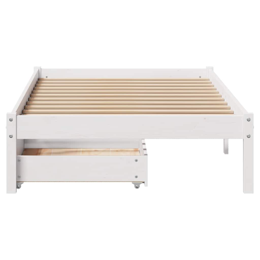 Cadre de lit sans matelas blanc 90x190 cm bois de pin massif - XIOS