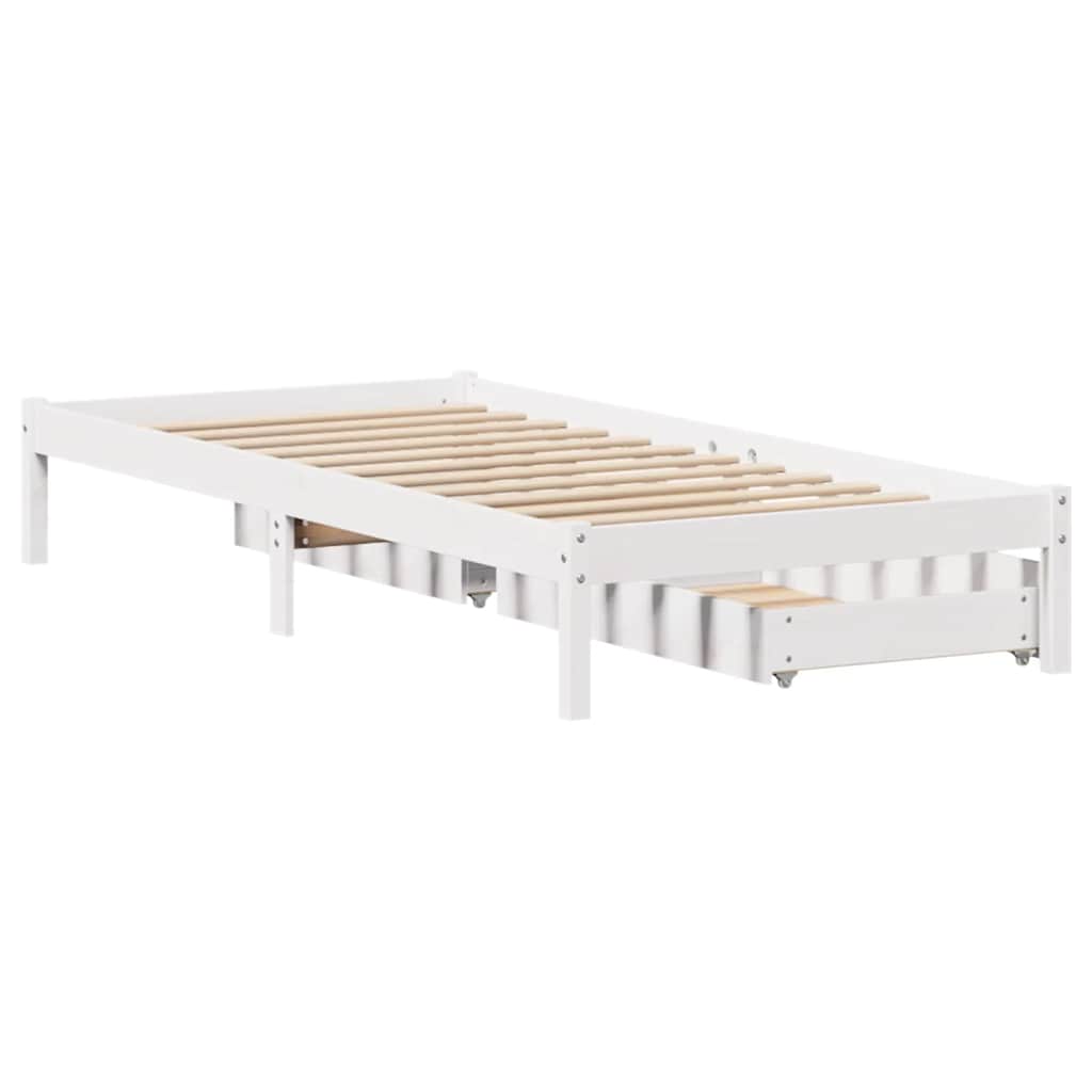 Cadre de lit sans matelas blanc 90x190 cm bois de pin massif - XIOS