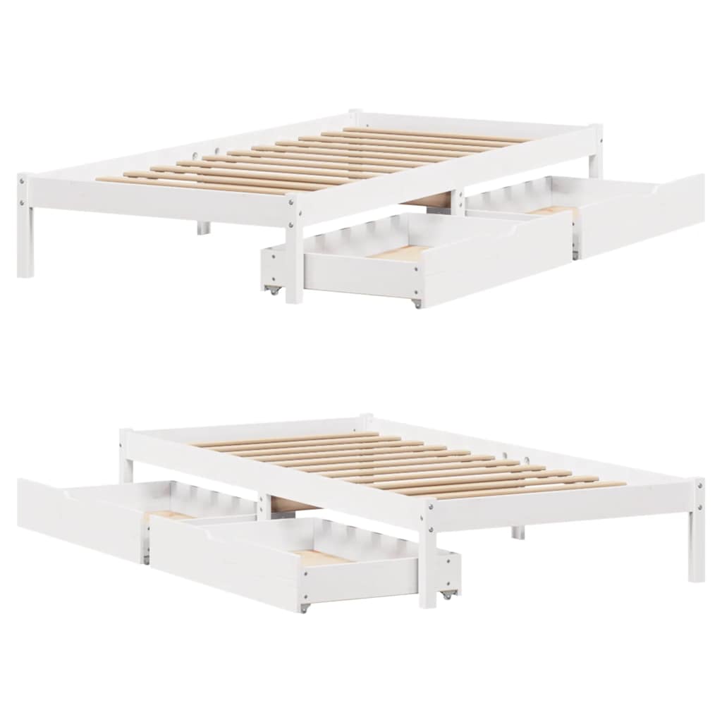 Cadre de lit sans matelas blanc 90x190 cm bois de pin massif - XIOS