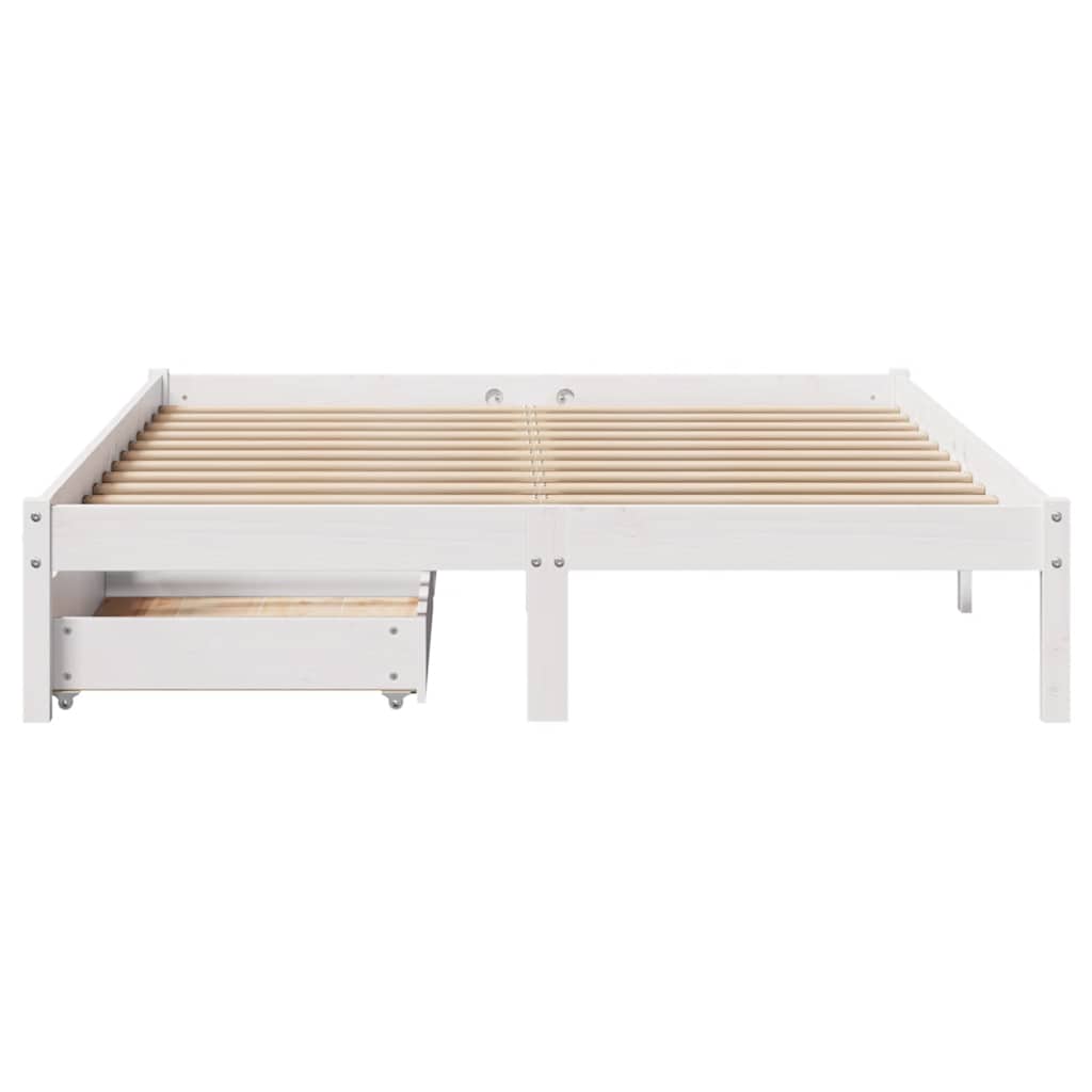 Cadre de lit sans matelas blanc 135x190 cm bois de pin massif - XIOS