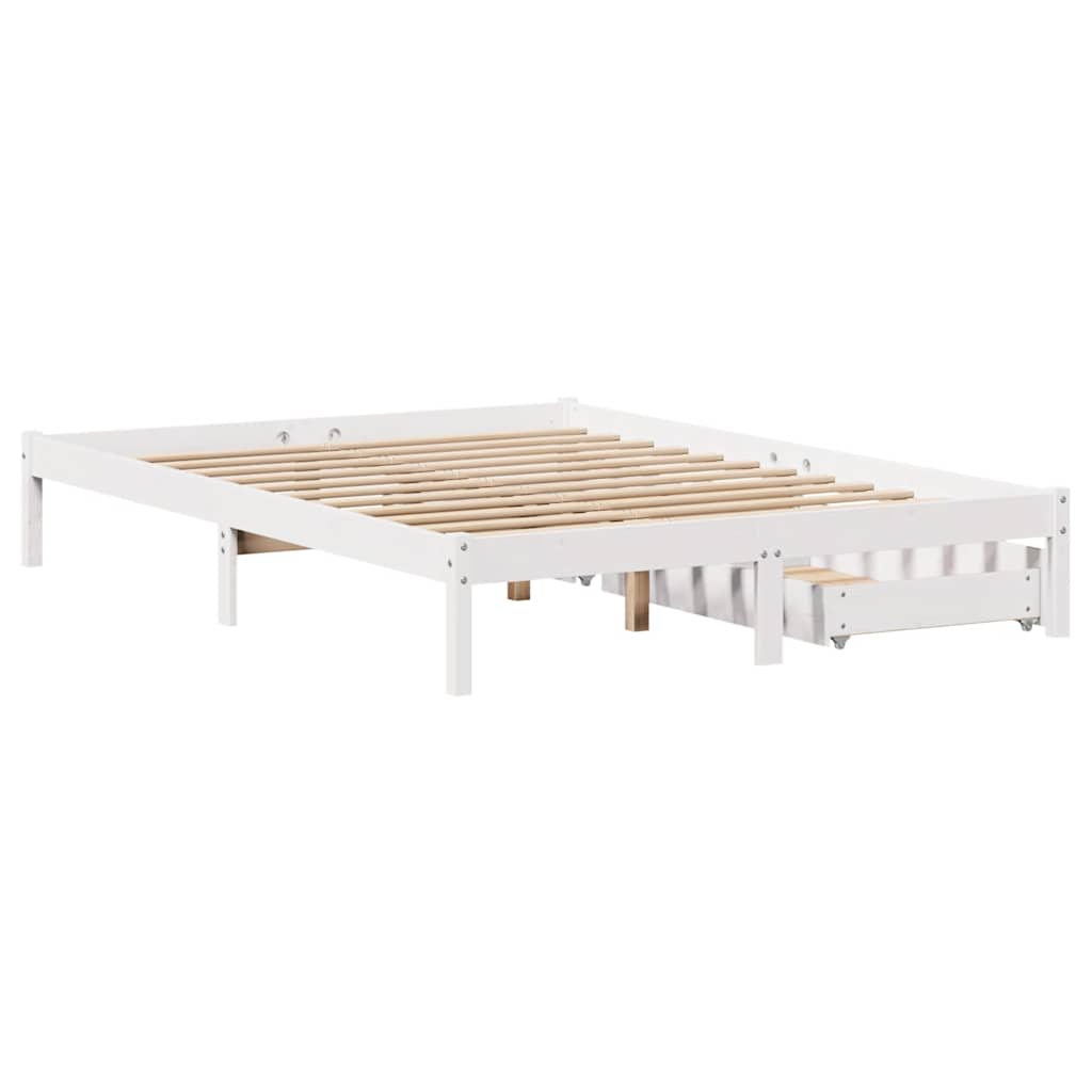 Cadre de lit sans matelas blanc 135x190 cm bois de pin massif - XIOS