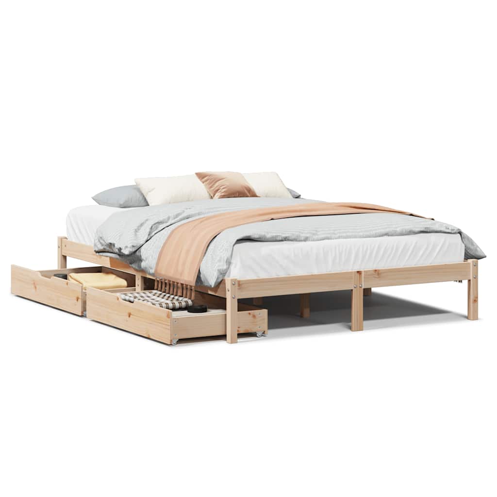 Cadre de lit sans matelas 140x190 cm bois de pin massif - XIOS