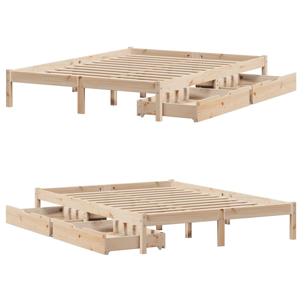 Cadre de lit sans matelas 140x190 cm bois de pin massif - XIOS