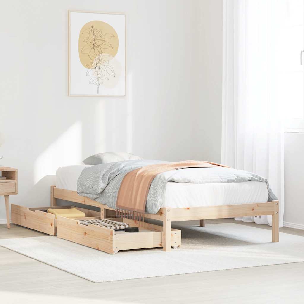 Cadre de lit sans matelas 90x200 cm bois de pin massif - XIOS