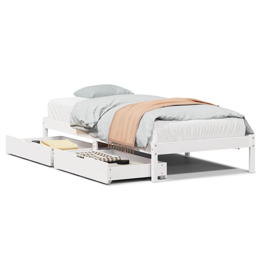 Cadre de lit sans matelas blanc 90x200 cm bois de pin massif - XIOS