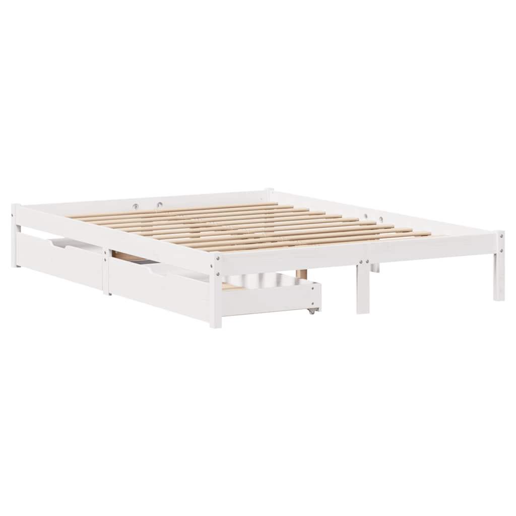 Cadre de lit sans matelas blanc 120x200 cm bois de pin massif - XIOS