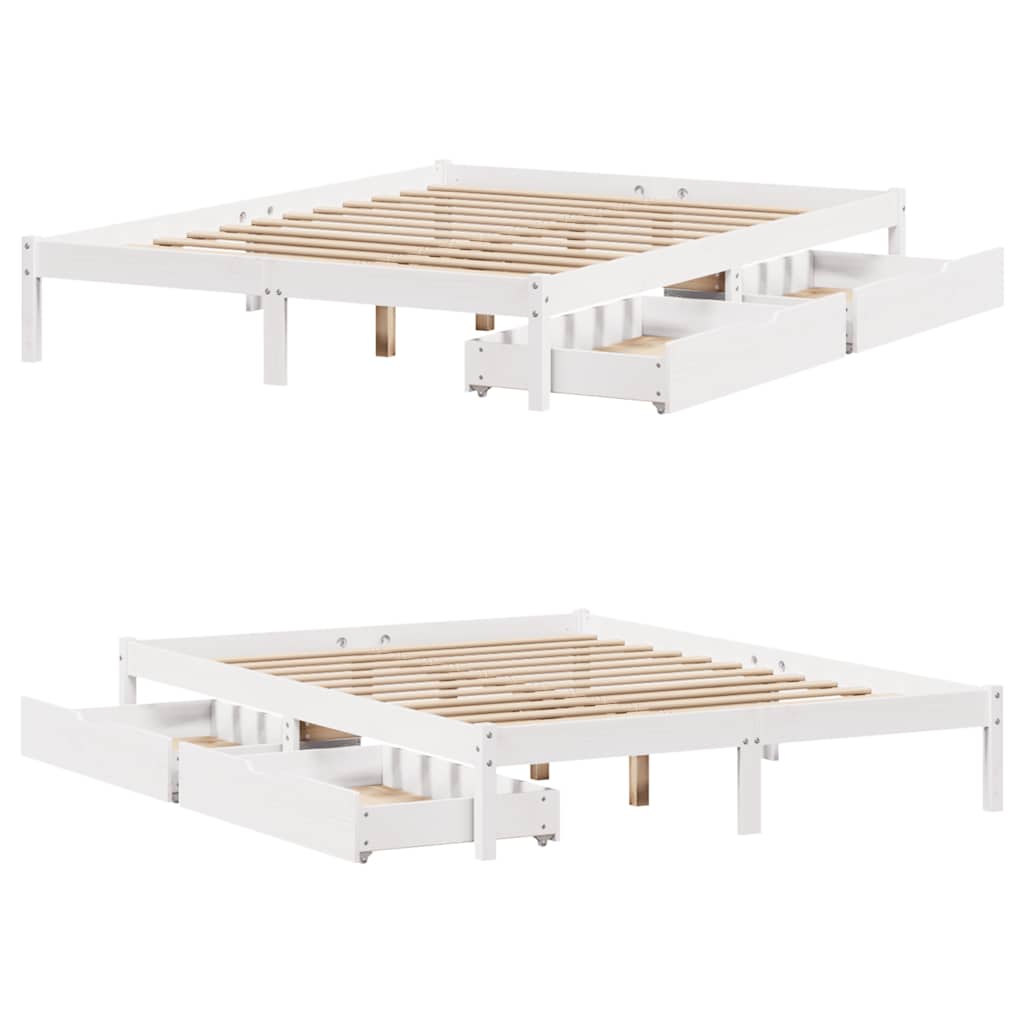 Cadre de lit sans matelas blanc 120x200 cm bois de pin massif - XIOS