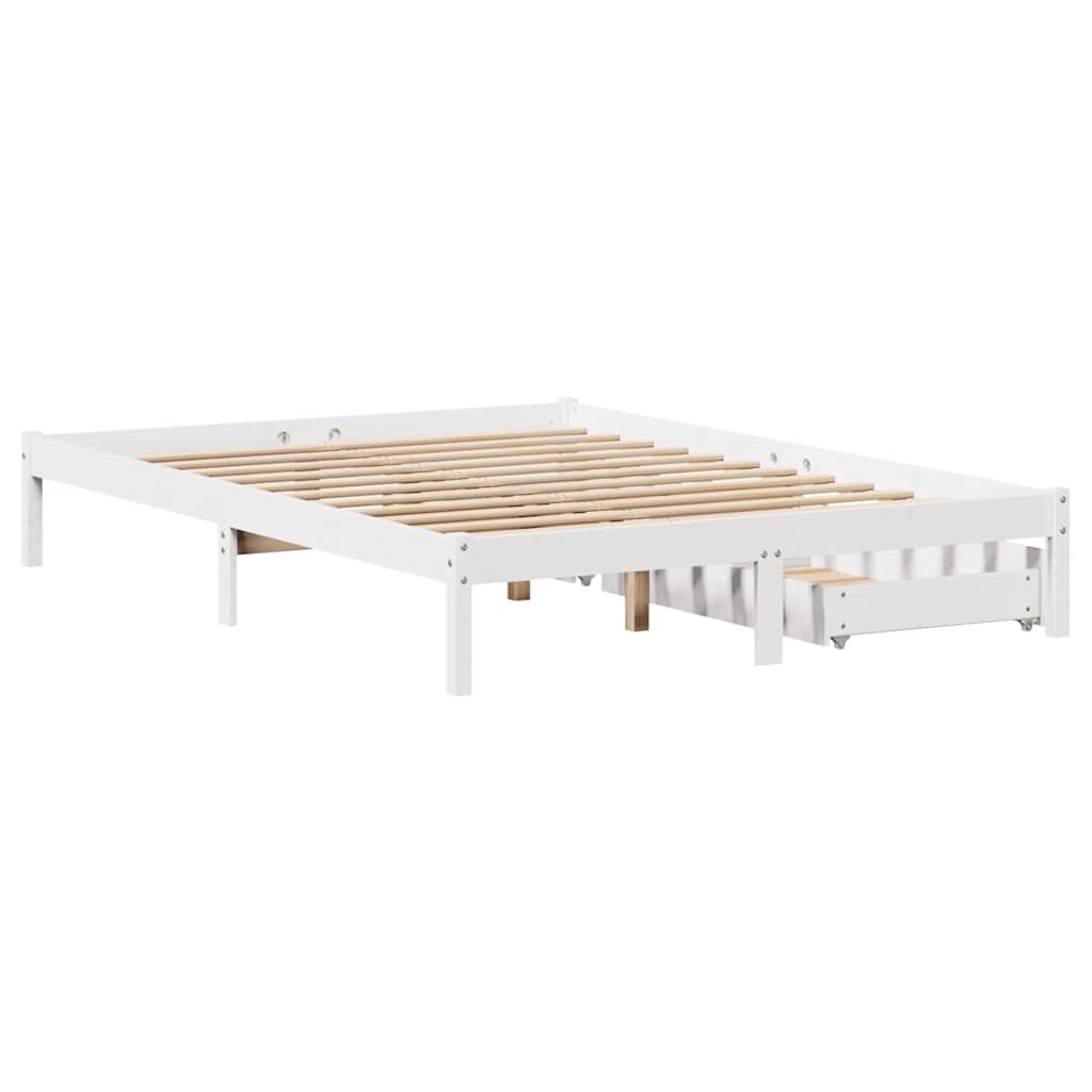 Cadre de lit sans matelas blanc 150x200 cm bois de pin massif - XIOS