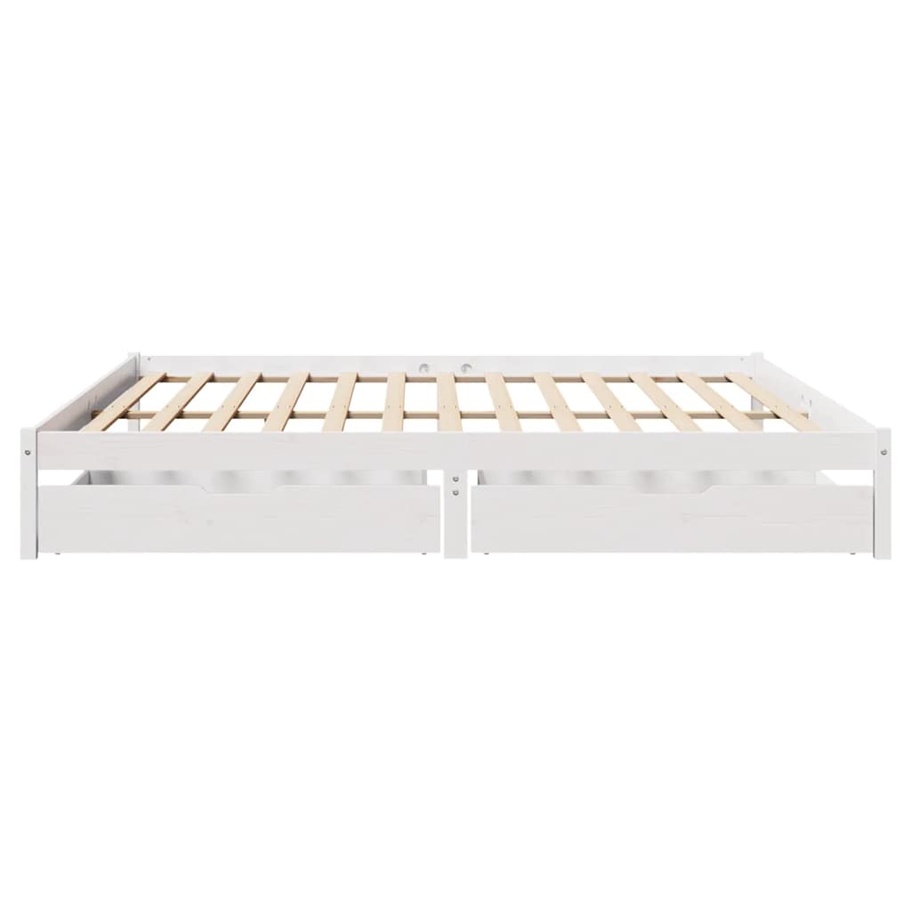 Cadre de lit sans matelas blanc 200x200 cm bois massif de pin - XIOS