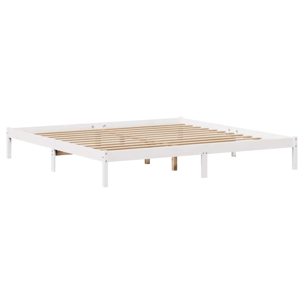 Cadre de lit sans matelas blanc 200x200 cm bois massif de pin - XIOS