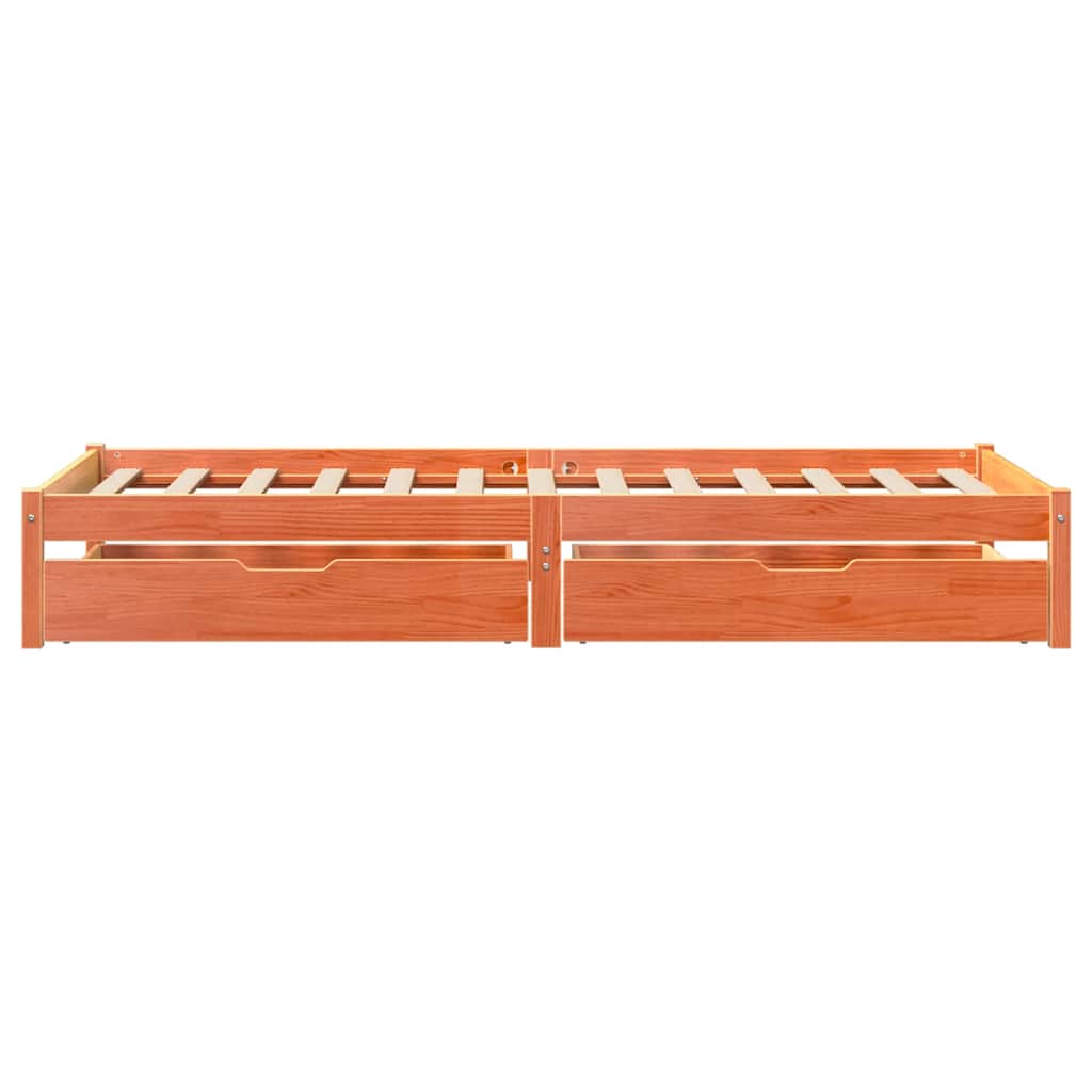 Cadre de lit sans matelas cire marron 90x190 cm bois pin massif - XIOS